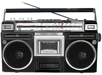 Boombox portable rétro avec lecteur CD et cassette, radio DAB, radio FM, enregistrement USB, récepteur Bluetooth, haut-parleurs – Couleur dorée pour réunions de famille/voyage