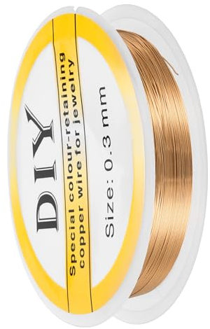 sourcing map 0.3mm/28 Gauge Copper Wire for Jewelry Making, 1 Roll Craft Tarnish Resistant Beading Wire for Jewelry Making Supplies DIY (Bright Gold)-20m
