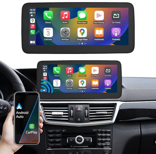 Ninetom Radio de Coche Pantalla Táctil de 10,25 Pulgadas con Carplay Inalámbrico y Android Auto para Mercedes Benz Clase E W212 NTG4.0 2009-2011, Soporte Mirrorlink, Cámara, Navegación