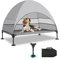 Hundeliege mit Dach & Erhöhtes Design - Stabiles Hundebett mit Antirutschfüßen, Breiter Schatten - Wasserdicht für Große Hunde Indoor/Outdoor, Camping & Garten