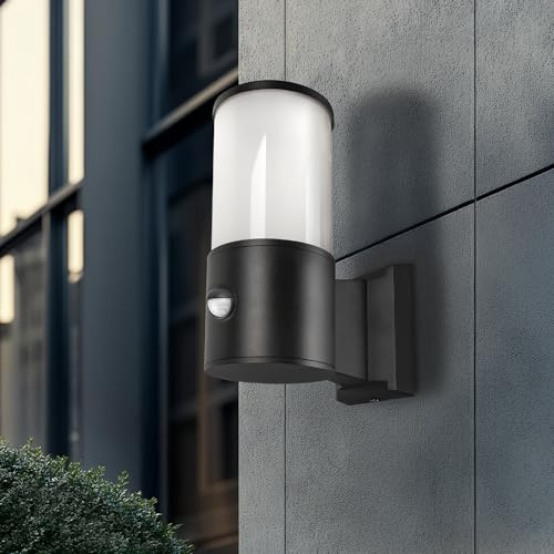 Miratic Applique Murale Exterieur Pour Ampoule E27 max. 15W (non incluse) Lampe Exterieur Murale IP 54 Luminaire Exterieur noir Source de Lumière Remplaçable (avec capteur)