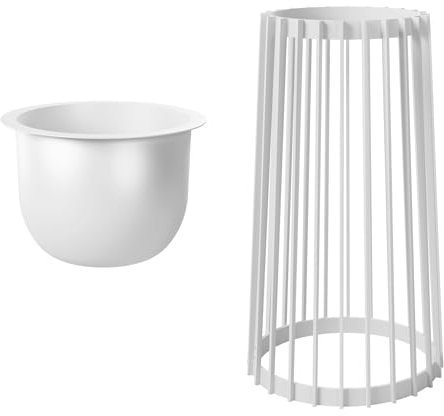 MELTOM Blumenkübel Blumentopf Pflanztopf Rund Dekorativ Ständer Plastikständer (Weiß, XL Topf + XXL Ständer)