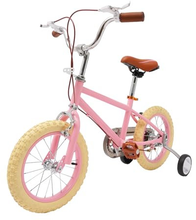 jiongcln 14 Zoll Kinderfahrrad für 3-6 Jahre Jungen Mädchen - Kinderfahrrad Universal Kinder Fahrrad Helle Reifen mit Stützrädern Korb Rosa