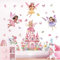 wondever Wandtattoo Fee Blumen Schloss Wandaufkleber Blüten Rosa Elfen Schmetterlinge Wandsticker Wanddeko für Kinderzimmer Mädchen Babyzimmer Schlafzimmer