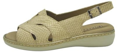 PITILLOS - Sandalias de pala,piel,cuña 4.5cm y plataforma 3cm,suela de goma,hebilla,plantilla extraible para: Mujer color: ORO talla:36