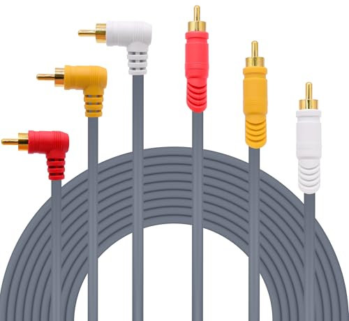 YARCHONN 3 RCA Audio Video Cavo Composito, 3 RCA Maschio a 90 gradi Maschio AV TV Stereo Componente Audio Cavo per Set-Top Box, Altoparlante, Amplificatore, Lettore DVD -3M /9.8FT