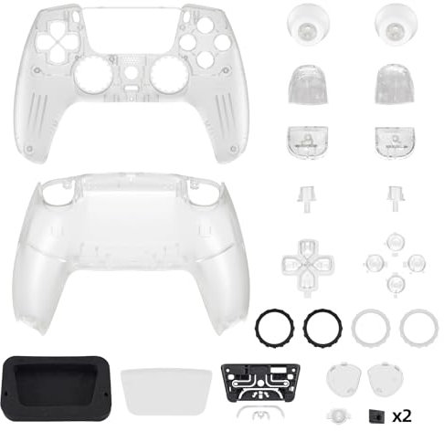 eXtremeRate Luna Re-Design Full Hülle für ps5 Controller BDM-030/040/050, DIY-Ersatz Gehäuse&Tasten, Faceplate/Touchpad/Back Shell/Sticks Knöpfe Zubehör für ps5 Controller-Glow in Dark Grün