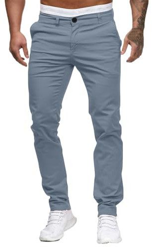Pantalon chino pour homme, coupe ajustée, extensible, coupe ajustée, jambe droite, léger, confortable, pantalon chino d'affaires, bleu clair, XL