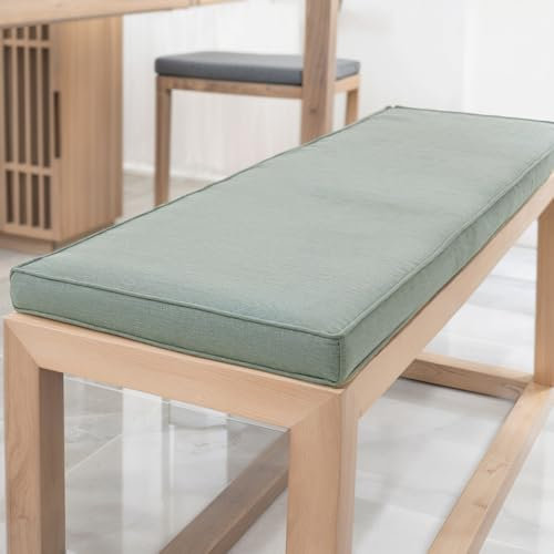 YFHT Bankauflage 80x50x5cm waschbares Bankkissen aus Leinen mit Rutschfester Unterseite und Paspel, Sitzkissen für Gartenbank, Terrasse, Innen Fensterbank, Flurbank, Rattanstühle usw