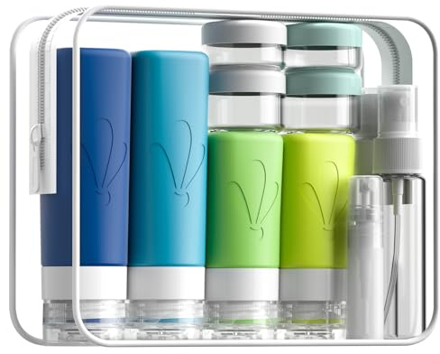 INSFIT 17-Piece Silicone Travel Bottles Set with Labels, FDA Approved 90 ml Travel Size Containers, BPA-Free, Leak-Proof, Squeezable Silicone Tubes for Shampoo, Conditioner, Lotion, Soap