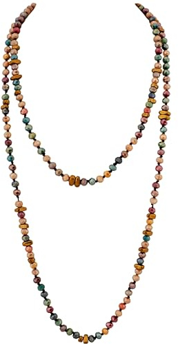 Hanary Long collier de perles irrégulières colorées, perles de verre réfléchissantes
