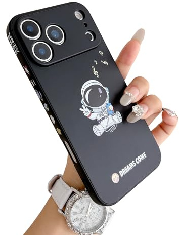 Yonds Queen Schutzhülle für iPhone 17 Pro, niedlich, cooles Cartoon-Astronaut, Weltraum, Planet, Mond, stilvoll, weiches TPU, stoßfest, rutschfeste Schutzhülle (iPhone 17 Pro, Musik)