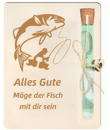 Angler Geschenk aus Holz mit Fischmotiv, Kreative Geldgeschenkidee zum Angeln, Geschenke für Angler und Angler Geschenke für Männer, 13x10cm dekoratives Holzschild für Geburtstage und Jubiläen
