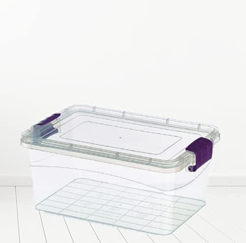 2 Plastic Storage Box Boxes Lid Food Container Home Office Box Lockable Stackable (20l)