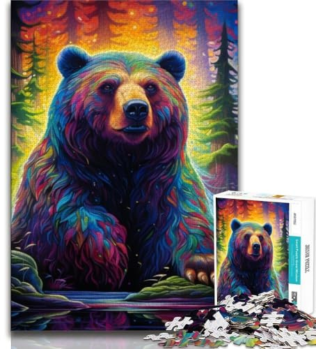 Puzzles Art Animal Bear 1000 Piece Jigsaw Puzzles for Teenagers,Birthday Present, Gifts, Wall Art for And Age 14 Years Up (50x75cm)