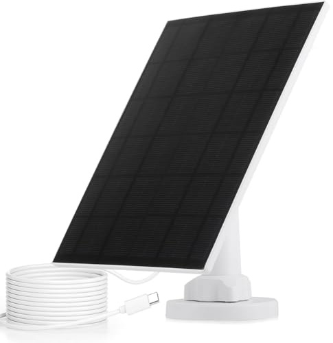 Koolenry Panneaux Solaires 5W-2M USB-C IP66 Imperméable pour Les Caméras de Sécurité en Plein Air