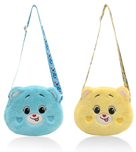 KASESSS 2 Stück Umhängetasche Mädchen, Handtasche Mädchen, Plüsch Kindertasche, Süß Bär Crossbody Bag, Kinder Sling Bag, Klein Shoulder Bag
