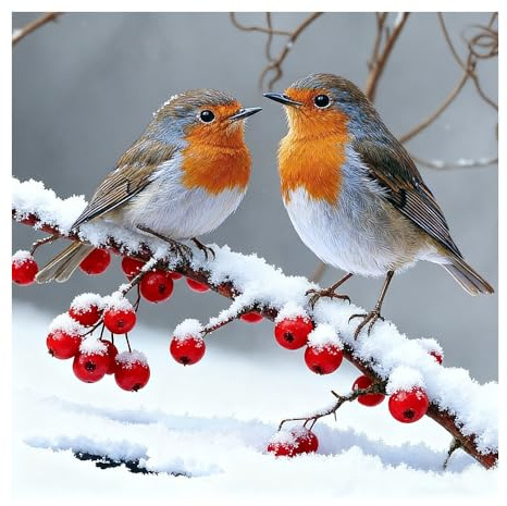 Aicomeon Bird Diamond Art Kits Adults, Robin Diamond Painting Kits