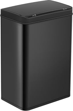 Ribelli Poubelle en acier inoxydable 30 l - Poubelle avec capteur - Ouverture et fermeture automatiques - Poubelle de cuisine avec indicateur de fonction LED, noire