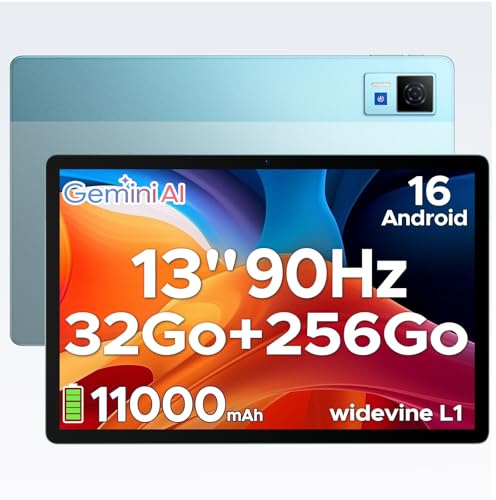 DOOGEETab U13 Tablet 13 Pulgadas FHD+ 90Hz, Tablet Android 16 Batería 11000mAh,32GB+256GB/2TB, Procesador Octa-Core Tablets, Gemini AI/Widevine L1, 13MP/5G WiFi/Face ID/GPS/OTG
