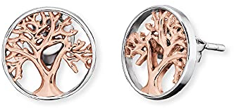 Engelsrufer Baum des Lebens Ohrstecker für Damen Bicolor Rhodiniert und Rosévergoldet 925er-Sterlingsilber Größe 12 mm