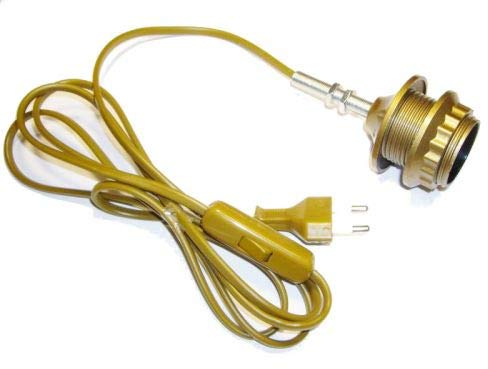 Fassung E27 Set: Kabel, Gewinde & Fassung – Gold – Hanna's Laden – Fassung für Lampe mit Kabel – Unmontierte Fassung zur Selbstmontage DIY – Inkl. Montageanleitung