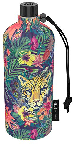 Emil Trinkflasche aus Glas für Mädchen & Jungen isolierte Glasflasche für Schule, Freizeit, Sport: Kinder & Eltern Leopard 0,6l