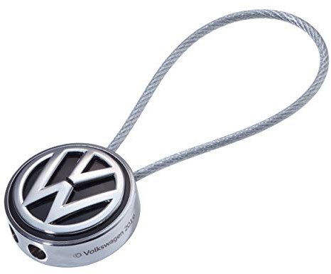 TROIKA Schlüsselanhänger VW-Logo LOOP VOLKSWAGEN – Drahtschlaufe – Emaille, Metallguss – verchromt – schwarz, silberfarben