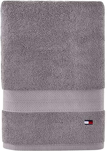 Tommy Hilfiger Modernes amerikanisches Badetuch, 76,2 x 137,2 cm, 100% Baumwolle, 574 g/m² (stahlgrau)