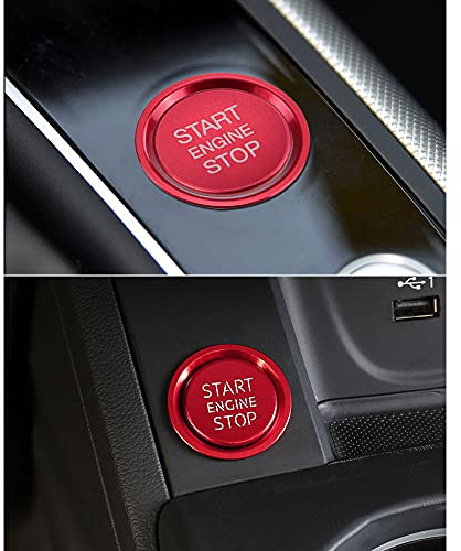 VDARK Auto Motor Start Stopp Taste Abdeckung Zündung Start Stop Taste Trimm Druckknopf Schalter Dekor Aufkleber Aluminiumlegierung Auto Interieur Zubehör Kompatibel für Audi A4 A5 A6 A7 A8 Q5 Rot