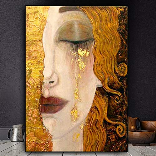 DIY 5D Diamant Painting Bilder Voll Kit, Gustav Klimt Träne Diamant Malerei für Erwachsene Kind Kreuzstich Kristall Strass Stickerei Diamond Gemälde Handwerk Heimwand Dekor Square Drill,40x50cm