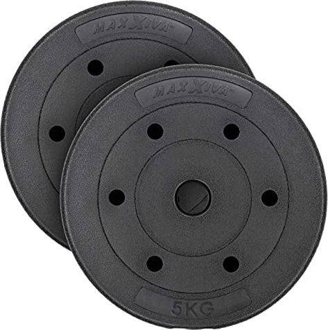 MAXXIVA® Hantelscheiben-Set Zement 2 x 5 kg Ersatz-Gewichte Gewichtsscheiben für Krafttraining Kraftsport Fitness-Zubehör Gewichtheben 10 kg 2x5kg