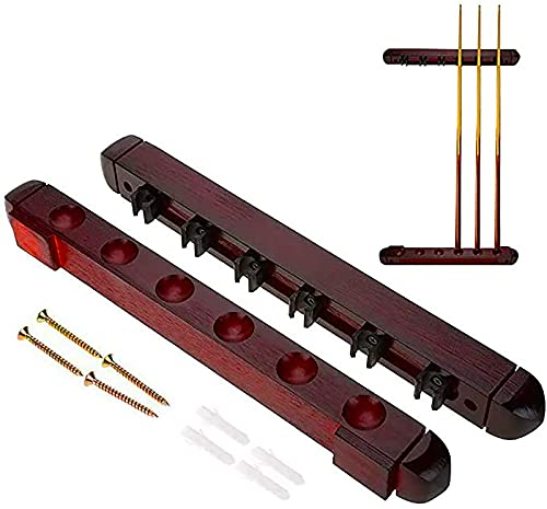 HNJKJEU Portastecche da Parete, Legno Porta Stecche Biliardo, Porta Stecche da Biliardo per 6 Stecche,Snooker Appendere Rack Supporto,Snooker Accessori per Scuole, Case, Club (rosso vino)