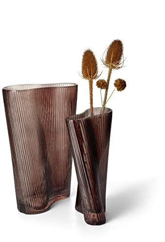 PHILIPPI - Leo Vase - geschwungene Glasform mit geriffellter Oberfläche - in 2 Größen erhältlich (Größe S