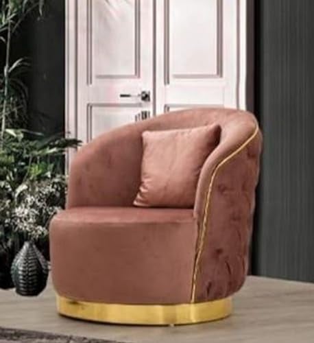 Casa Padrino Luxus Chesterfield Sessel Rosa/Gold 90 x 95 x H. 75 cm - Moderner Wohnzimmer Sessel - Chesterfield Wohnzimmer Möbel