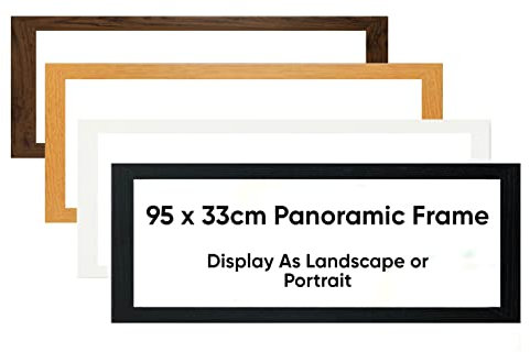 Modern Panoramic Frame - 95x33cm or 33x95cm, Multiple Colours & Sizes - Black Panoramic Frame With Safe Perspex Front & Wall Mounting (95 x 35 CM)