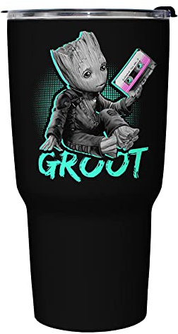 Marvel Neon Baby Groot - Taza de viaje con aislamiento de acero inoxidable de 27 onzas, multicolor