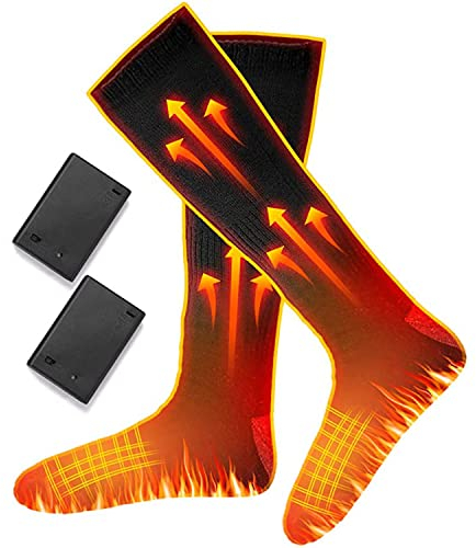 Heated Socks, Electric Socks for Men Women, Winter Warm Thicken Cotton Socks Long Knitted Thermal Socks Warm Foot Socks for Outdoor Sports Cycling Ski Camping Hiking Hunting (Without Battery)