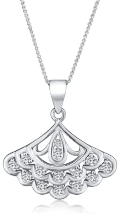 DANIEL CLIFFORD 'Fleur' Damen Halskette Silber 925 mit Anhänger, 45cm stilvolle Silberkette mit Zirkonia Kristall Anhänger