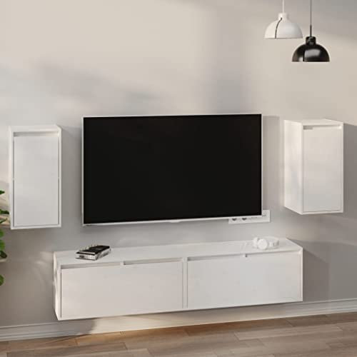 Würfelregale 2 STK, Würfelregal-Set in Moderner Regalwürfel Flexicube Massivholz Kiefer Hängeregal Cube Regal für Bücher DVD Auszeichnungen Büchern Sammlerstücken, Weiß 80x30x35 cm