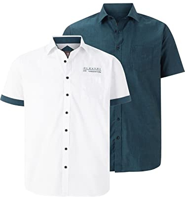 JAN VANDERSTORM Herren Doppelpack Hemd EVIN | 2er-Pack Kurzarmhemd | 100% Baumwolle | große Größen von L-7XL