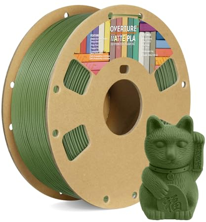 OVERTURE Matte PLA Filament 1.75mm, Matte PLA Rolle 1kg Spule (2.2lbs), Maßgenauigkeit +/- 0.02 mm, für 3D Drucker (Armeegrün)