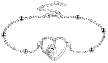 J.MUEN Armband Damen Silber 925,Einhorn Schmuck Geburtstagsgeschenk für Mädchen Frauen