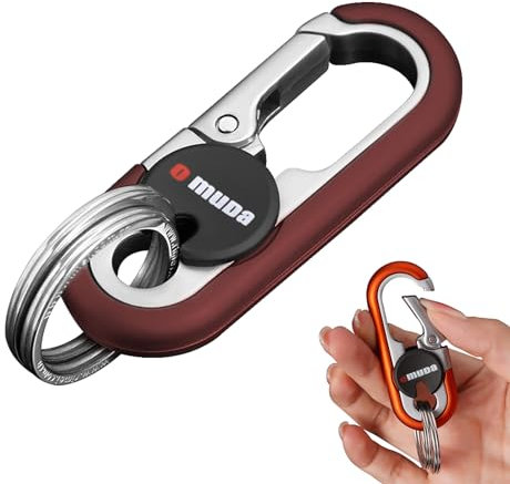 WAPSAT Porte-clés pour homme, porte-clés de voiture 2023 pour homme, porte-clés anti-perte avec double porte-clés, porte-clés à dégagement rapide (1pc,Marron)