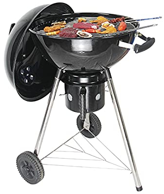 ATAAY Räuchergrill aus Edelstahl, Kugelgrill, runder Holzkohlegrill, mit Deckel und 2 Rädern, für Outdoor-Garten-Camping und Picknick-Grill, 47 cm