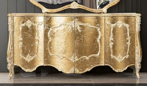 Casa Padrino Luxus Barock Sideboard Antik Gold - Barockstil Massivholz Schrank mit 4 Türen - Luxus Esszimmer Möbel im Barockstil - Barock Esszimmer Möbel - Barock Küchen Möbel