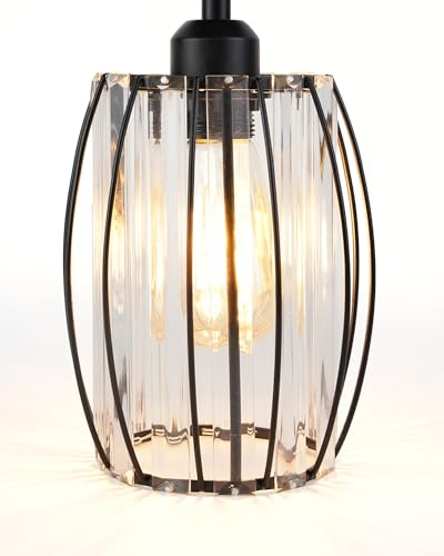 DoRight Crystal Ceiling Light Mini Lampshades Black Small Modern Bedside Lamps Cylinder Lamp Shades 16 X 20cm Ceiling Light Shade for Bedroom, Kitchen, Living Room, No Reducer Ring (Without Bulb)