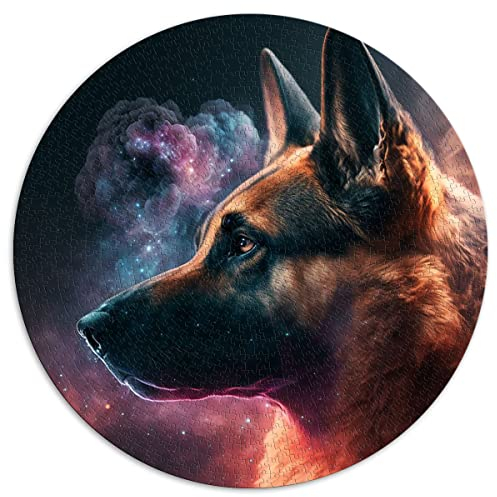 1000-teiliges Puzzle-Spiel Schäferhund, rundes Puzzle für Erwachsene, für Erwachsene und Kinder, Kartonpuzzles, Wohnkultur (Größe 67,5 x 67,5 cm)