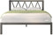 Novilla Bettgestell 160 x 200 cm, Bettrahmen mit Lattenrost, Bettgestelle mit Kopfteil-Design, Doppelbettgestell, Stauraum unter dem Bett, Schwarz
