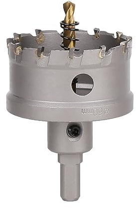 Vearter TCT Hole Saw, 60mm Carbide Bit with Pilot Drill, Cutter for Hard Metal, Stainless Steel, Mild Steel, Aluminium Alloy, Copper, Iron, Plastic and Fiberglass